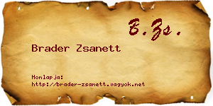Brader Zsanett névjegykártya